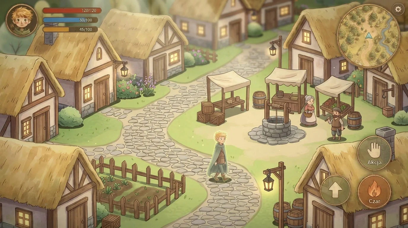 Eduria Adventure — koncepcja gry mobilnej w Godot, widok horyzontalny