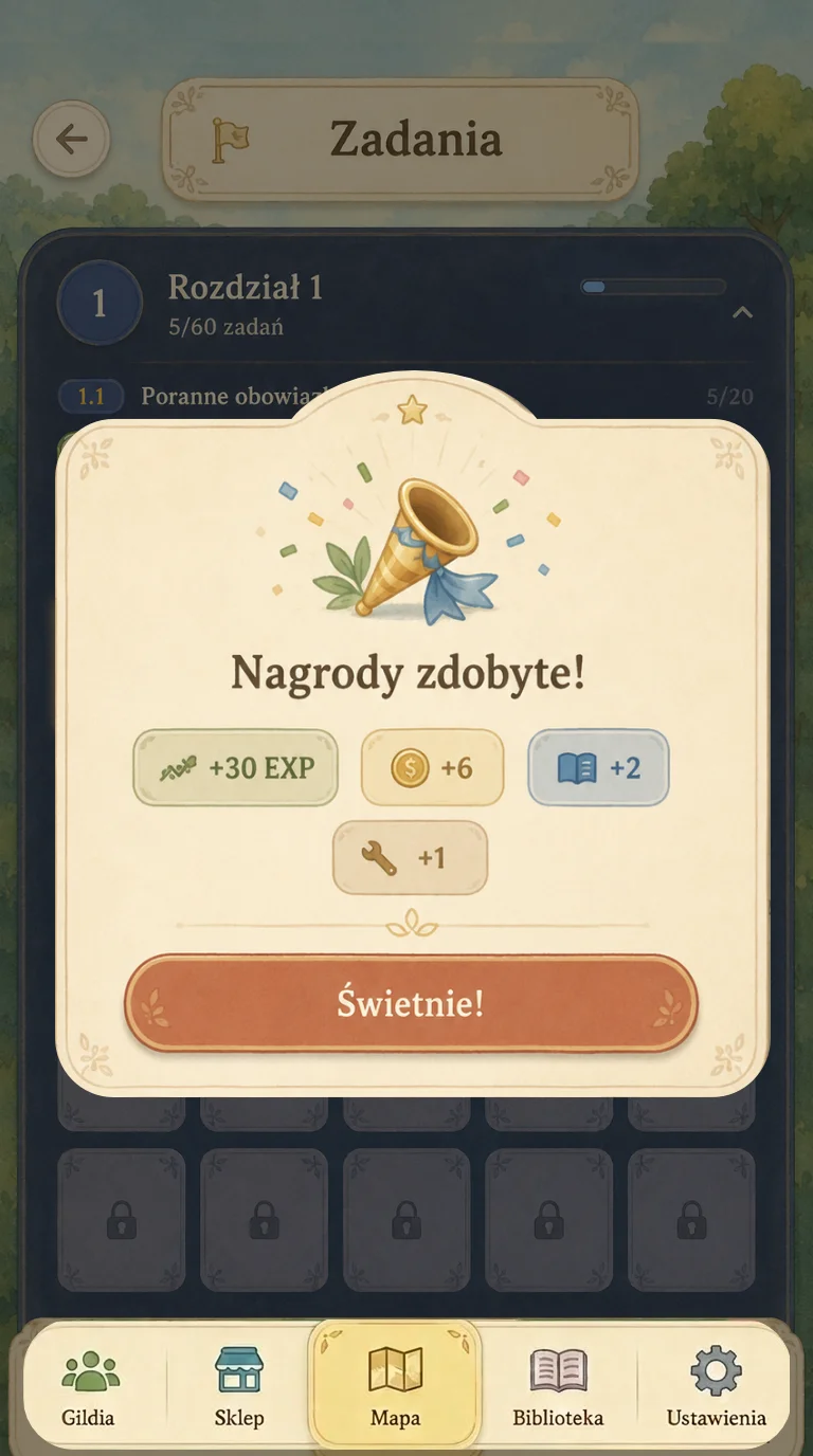 Nagrody i EXP w aplikacji Mentor